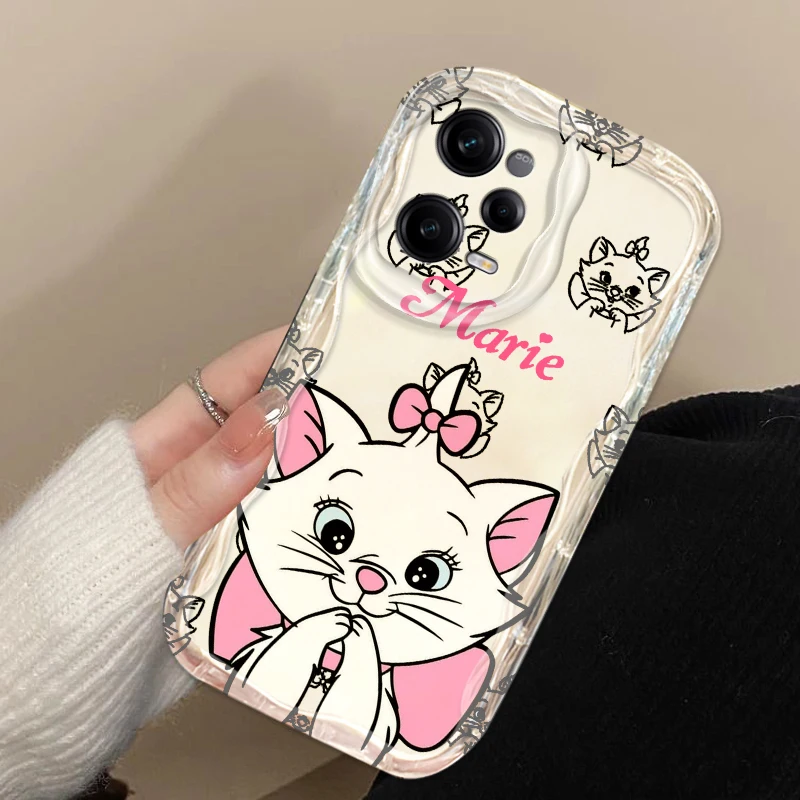 Disney Marie Cat Wave Oil Transparent Cover For Xiaomi Redmi Note 13 12 12S 11S 10A 10 9 8 A1 A2 Pro Plus Phone Case