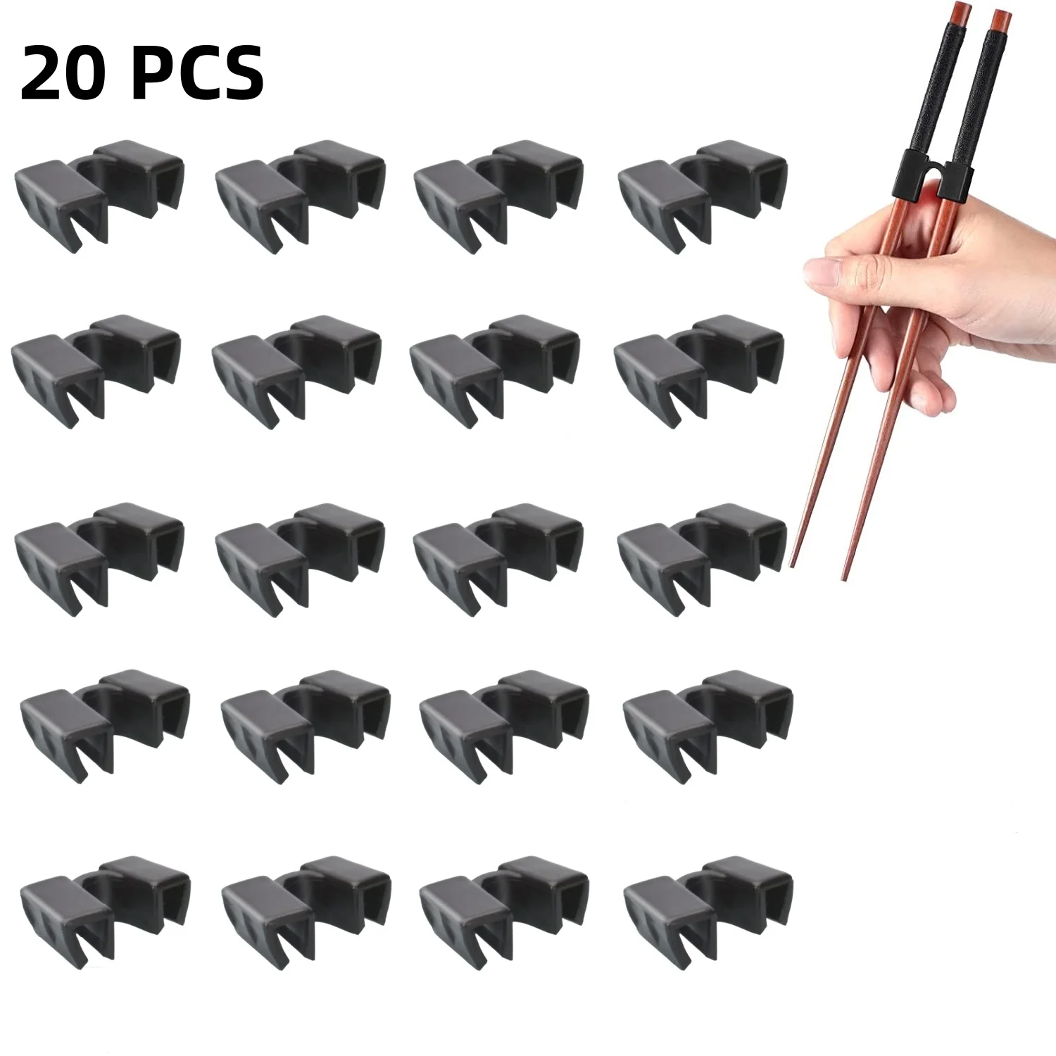 20pcs Reusable Chopstick Helper Non-Slip Replaceable Both Right or Left Handed Training Chopsticks for Adults Beginner Learner