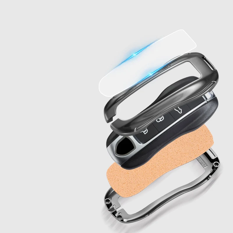 Funda de cuero para llave de coche, cubierta de Metal para Porsche Cayenne 958 911 Lepin 996 Macan Boxster Panamera 997 944 924 Panamera 718 971 9YA