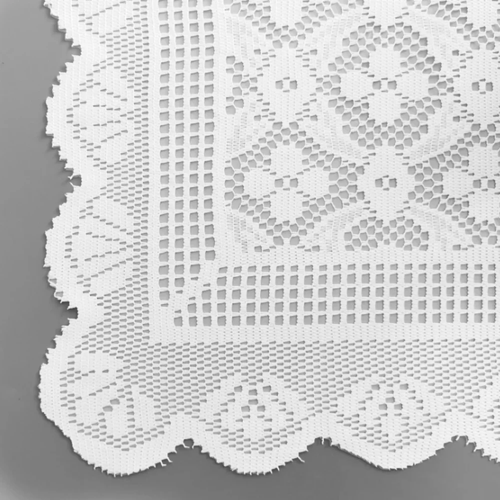 White Lace Tablecloth for Coffee Tables TV Stands 38x75cm Polyester Decorative Cover Elegant Minimalist Design Living Room Use