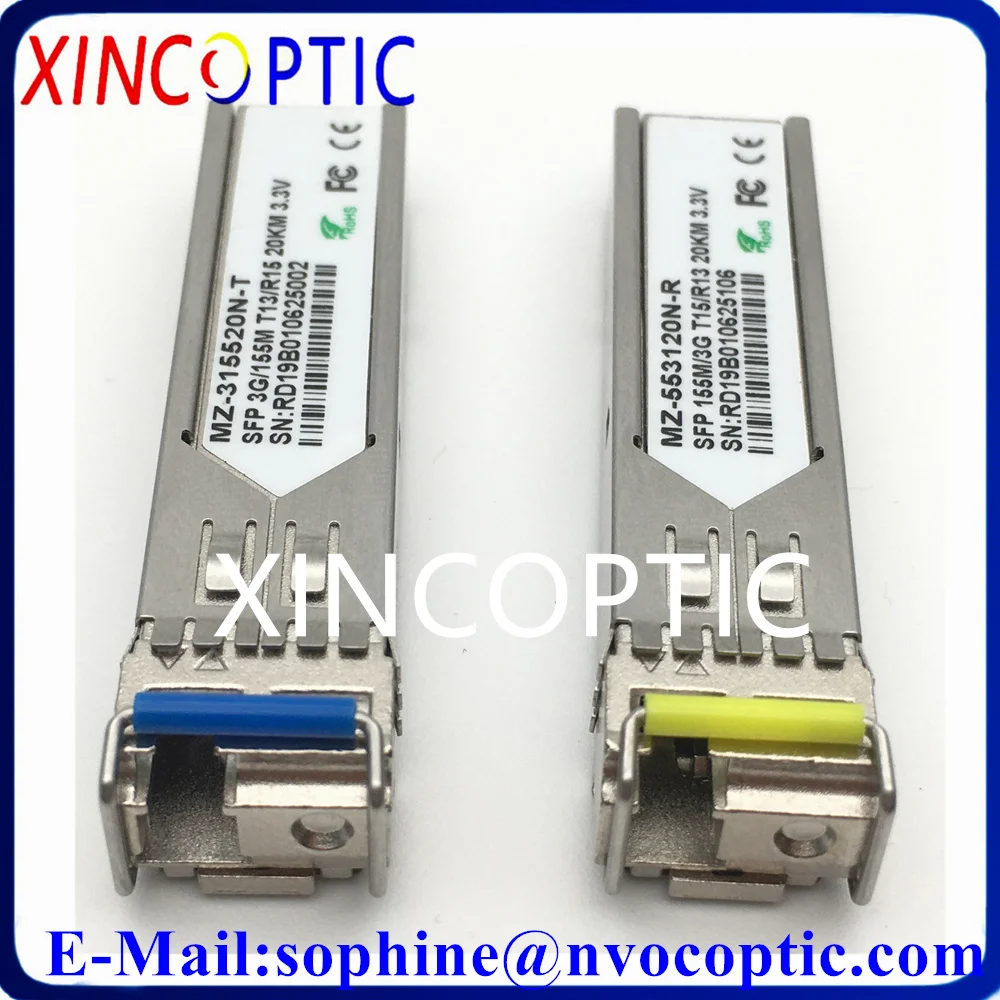 

3G/155M Asymmetric LC SFP+ Module,1310/1550nm Bidi 3.3V 10km 20km SDI Transceiver for Fiber Converter