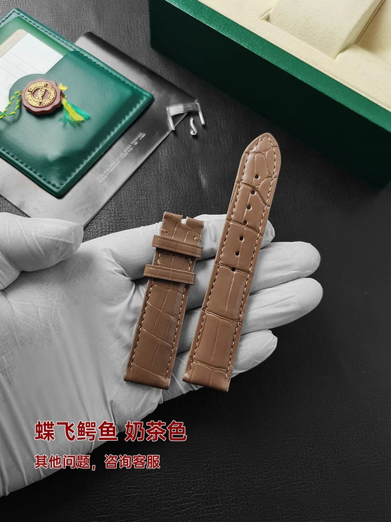 FUYIJIA Couple Custom O-MEGA DE VILLE Original Watchbands Top Crocodile Skin Strap 12MM 14MM 16MM 19MM 20MM 21MM 22MM Wristband