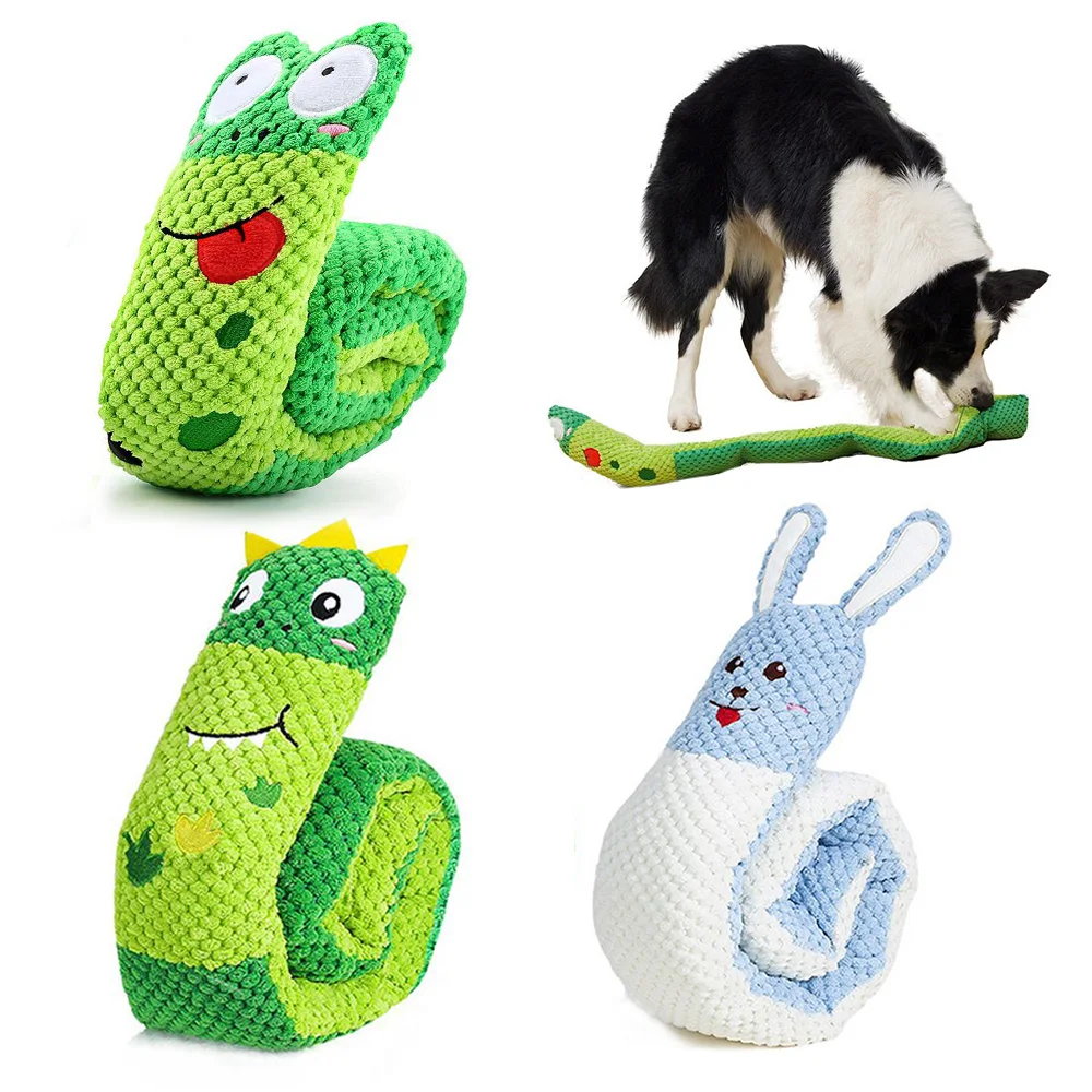 

Dog Puzzle Toy Interactive Plush Snake 72cm Foldable Snuffle Mat 3 Squeakers 4 Pockets Indestructible Sound Puppy Supplies