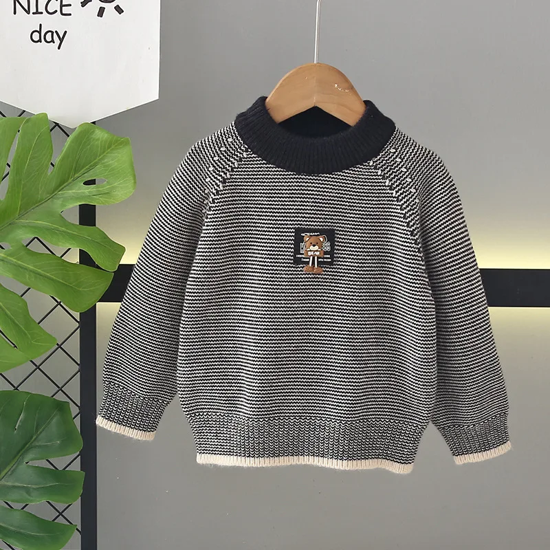 

Boys Sweaters Spring Autumn 2025 Children Woolen Jersey Tops For Baby Boy Clothing Knitted Outerwear Kids Pullover Sweater 5 6Y