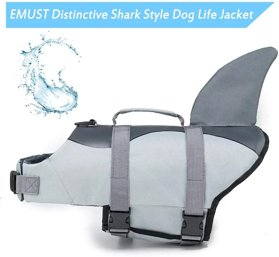 Pet Safety Life Jacket Anti-crack Dog Life Jacket Shark Vest with Rescue Handle Safety Swimsuit