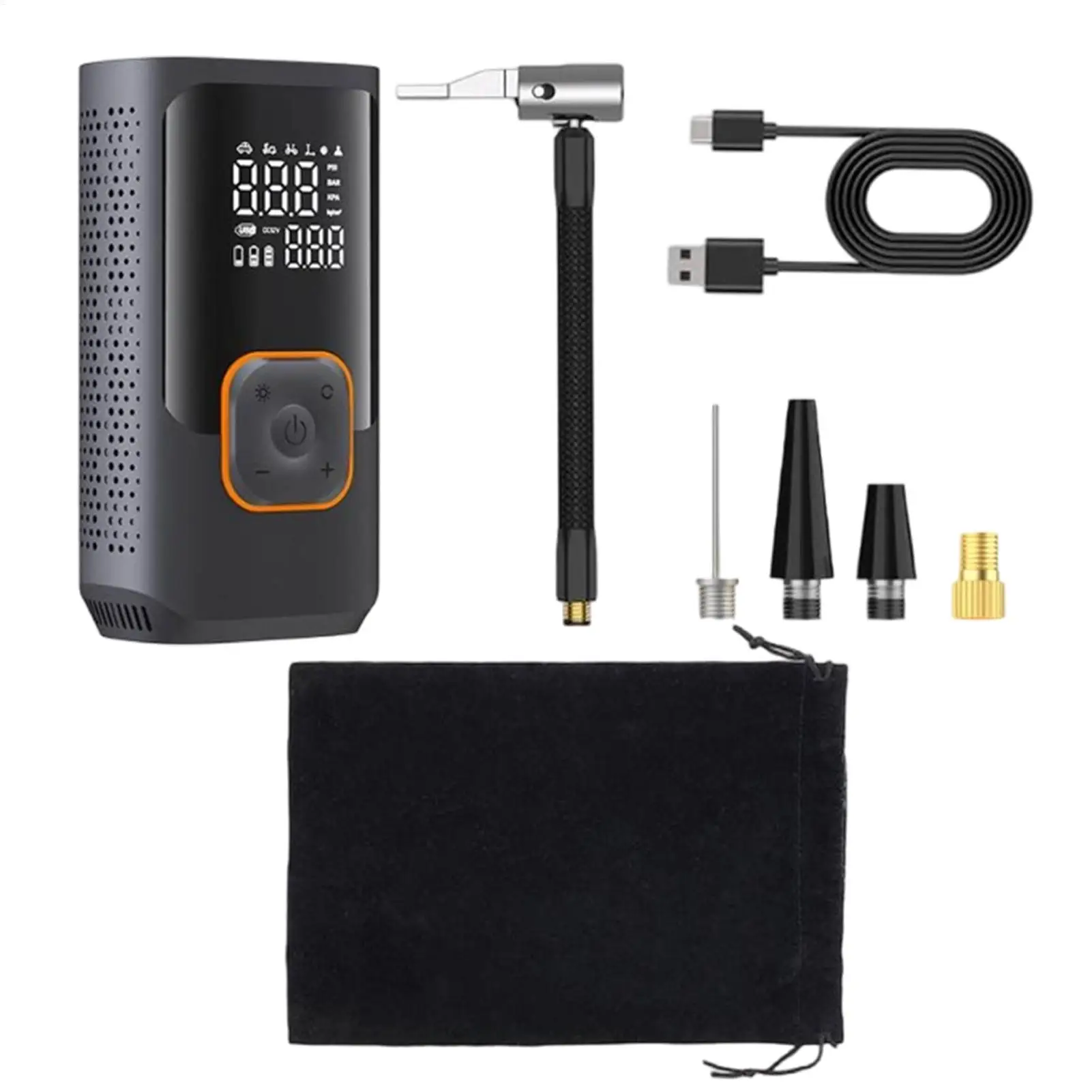 12V Car Tire Inflator TYPE-C Charging Car Tire Inflation Pump Electric Air Compressor Portable For Bike Motorcycle Bicycle