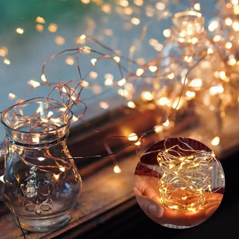 Guirnaldas de luces LED con pilas, 1m, guirnaldas de luces estrelladas para vacaciones, decoración festiva para Navidad, Año Nuevo, decoración de Pascua