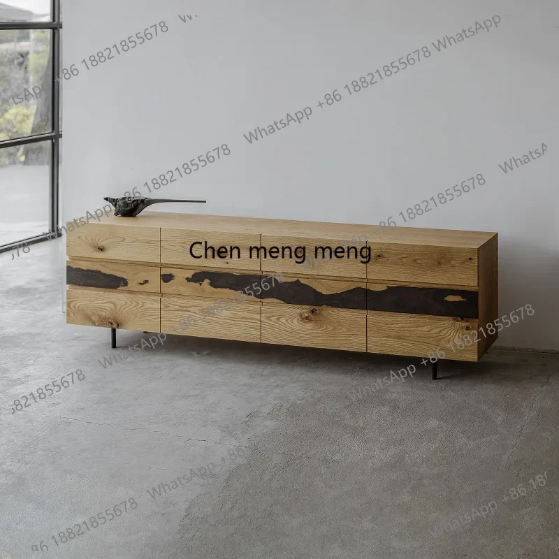 H Irregular TV cabinet, multi-chest cabinet, Nordic modern simple wabi-sabi combination, new Chinese solid wood