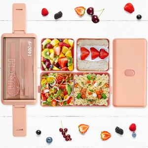 Double -Layer mit Gabel und Löffel für Kinder, Mikrowellenboxen, Gerichte, Lebensmittelvorratsbehälter 6 Hauptverkaufsmikrowellen -Plastiktopf - №4