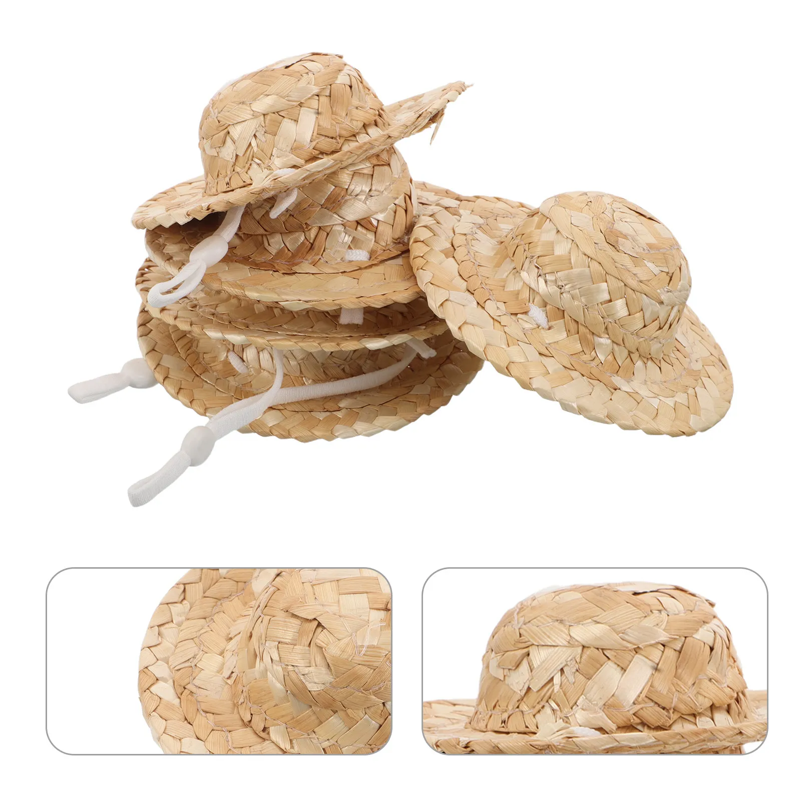 

10 шт. миниатюрных соломенных шляпок ручной работы, 8 см, для кукольного домика, дышащие, бамбуковые, для творчества и декора