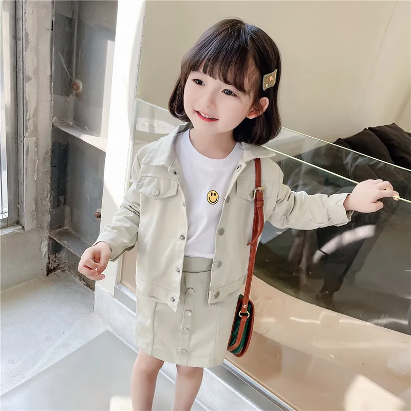 Autumn Spring Baby Girl Clothes Set Girls Korean Clothing Long Sleeve Jacket Coat + Skirt 2PCS Suits Kids Clothing Sets Outfit