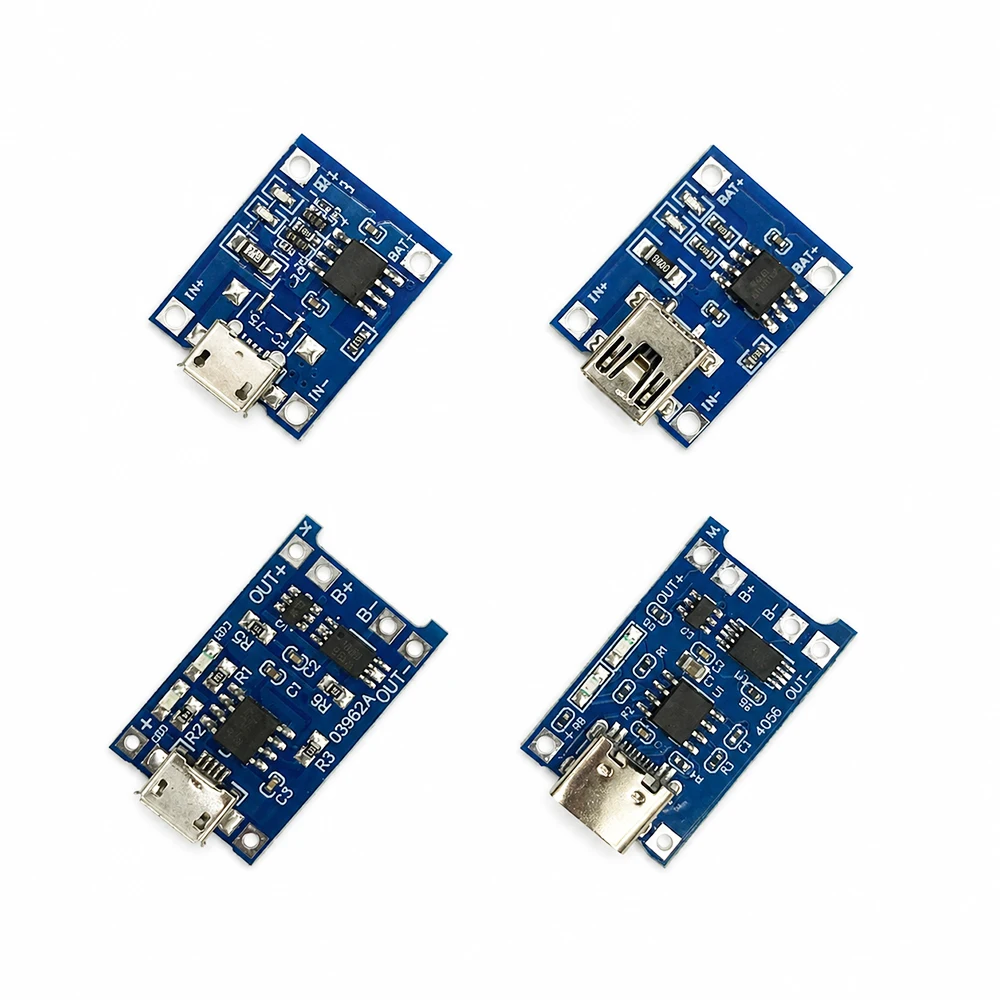 1-5 PCS Type-c/Micro/Mini USB 5V 1A 18650 TP4056 Lithium Battery Charger Module Charging Board With Protection Dual Functions 1A