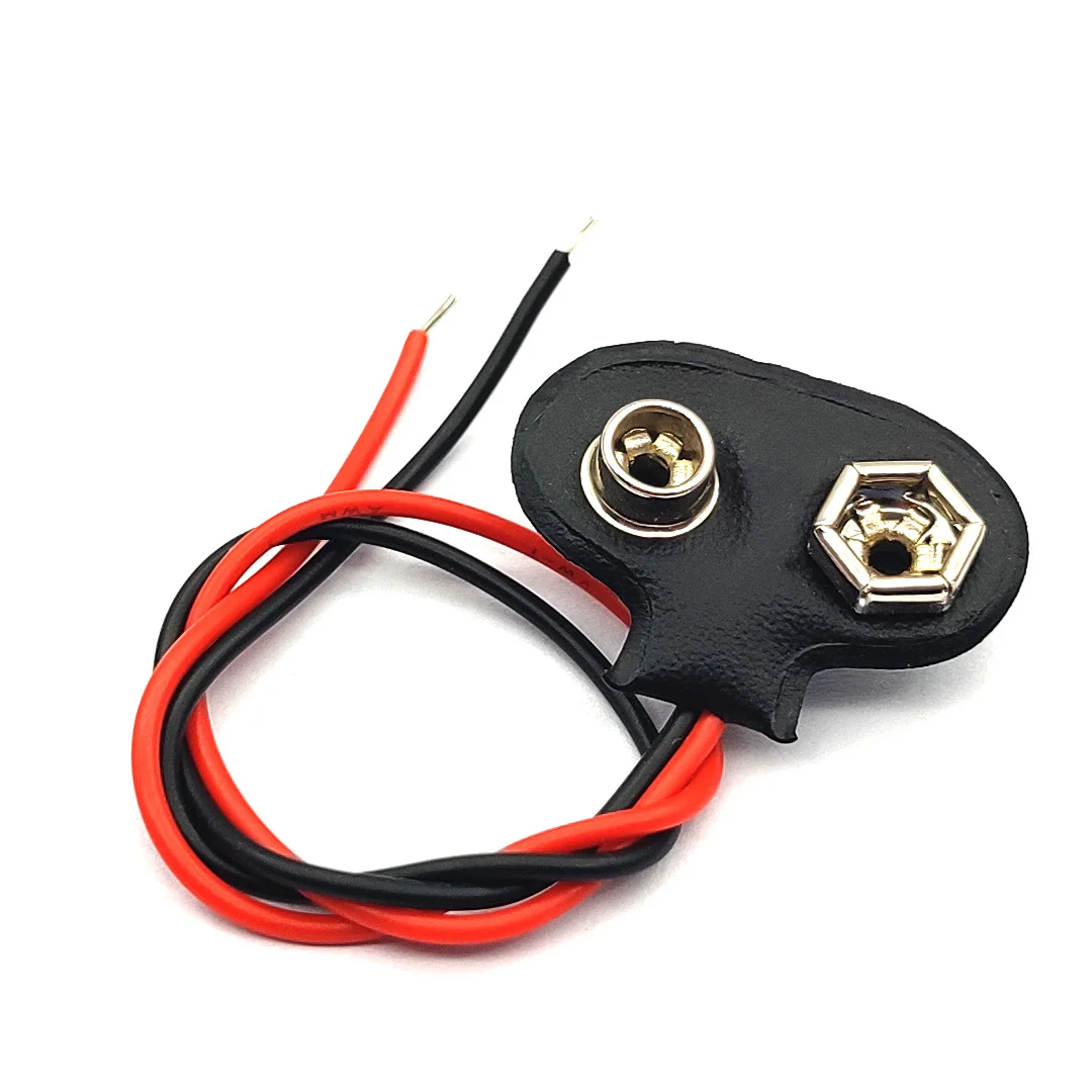 5 Pcs 15cm Black Red Cable Connection 9V Battery Clips Connector Buckle