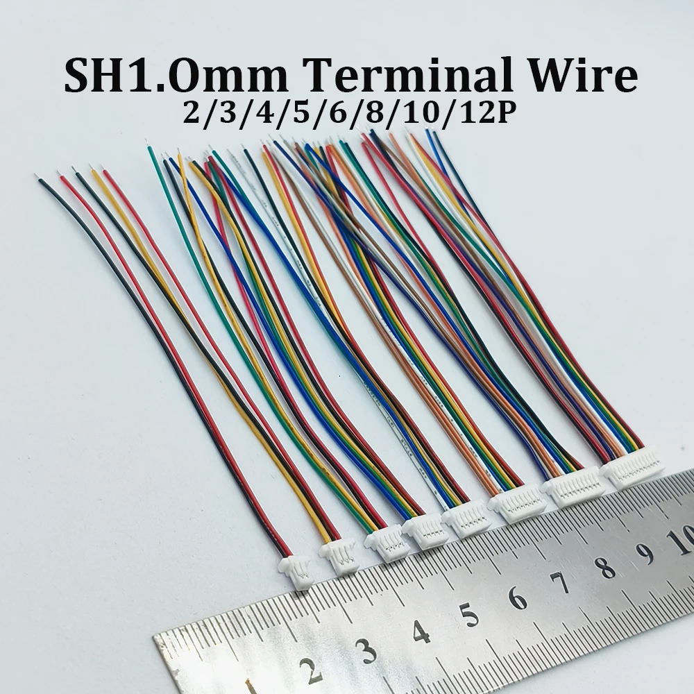 10Pcs SH1.0mm Terminal Wire 30AWG Flexible Wire 10cm 20cm 30cm Universal Electronic Connection Cable for DIY Electronic Projects