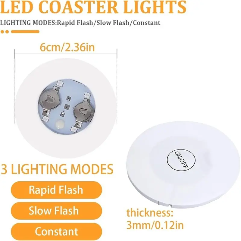 ABYN-Light Up Bar Coaster, RGB LED For Drink Stickers 25Pcs For Drinks, Liquor Bottle Lights view 6