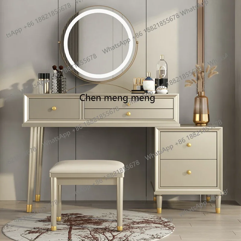 

ZJAmerican light luxury solid wood dresser modern simple bedside table dressing table integrated retractable desk