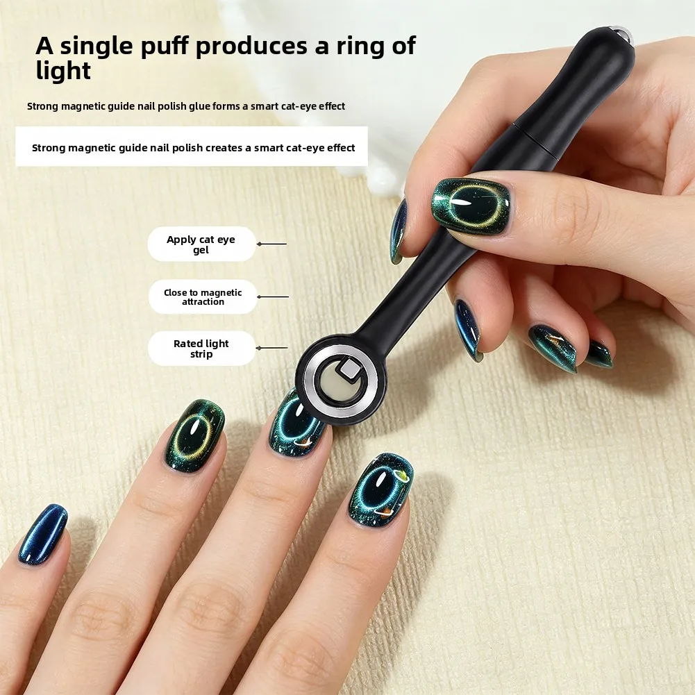 Hollow Cat Eyes Magnets Stick Dual Ended Nails Rings Circular Design Magnets Wand DIY Nail Art Pattern Creation Cat-Eye Tips