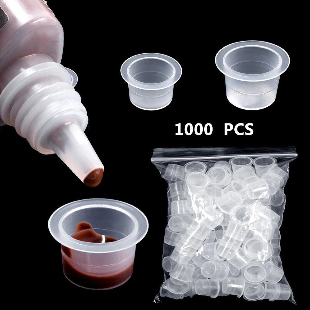 HELLO TATTOO 1000Pcs 9/11/15MM Size Plastic Disposable  Tattoo Ink Cups Caps   Tattoo Machine Accessories