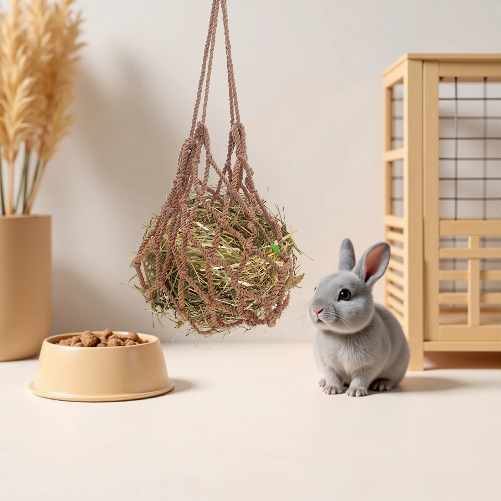 Bolsa de Heno Colgante para Conejos, Comedero para Conejos, Chinchillas, Hámsteres, Caballos, Burros, Mascotas Pequeñas y Animales