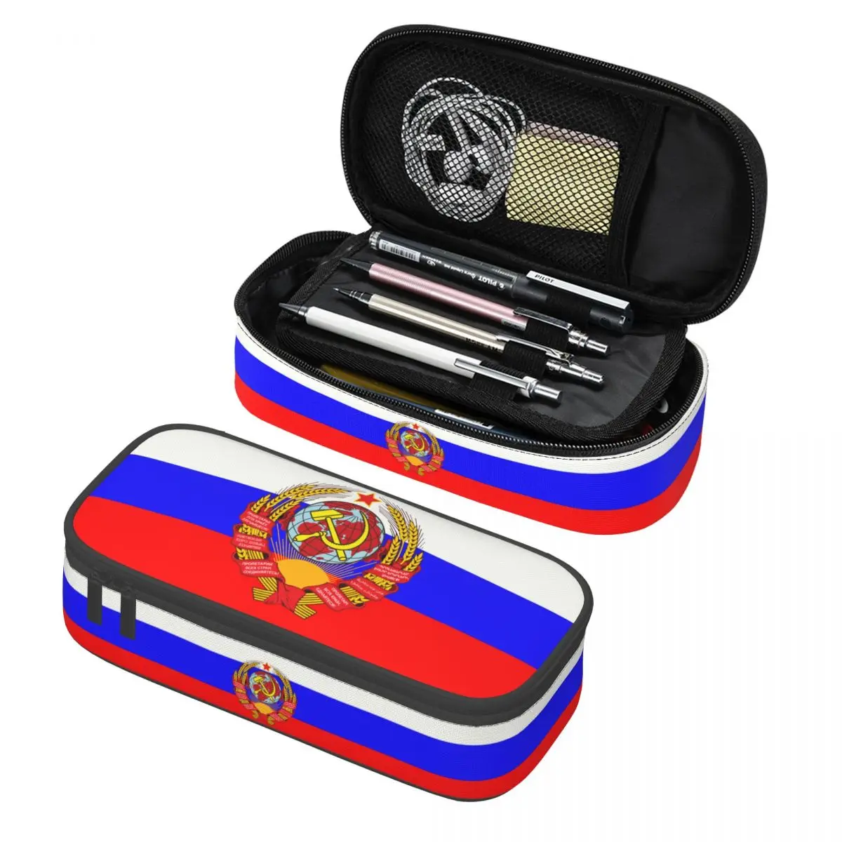 Custom Coat Of Arms Of Soviet Union Cute Pencil Cases Boy Girl Large Capacity CCCP Russia Pencil Bag Student School