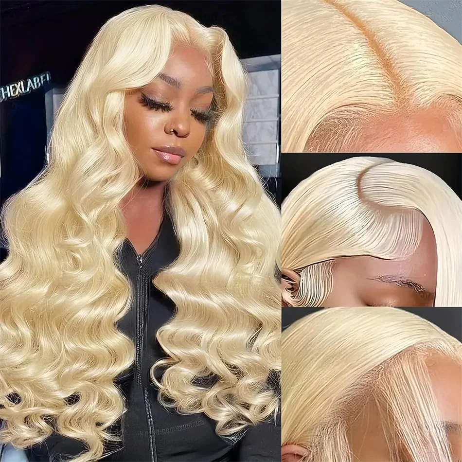 13x6 Body Wave HD 40 Inch 613 Honey Blonde Lace Frontal Human Hair Wig 250 Density Brazilian Color 13x4 Lace Front Wig For Women