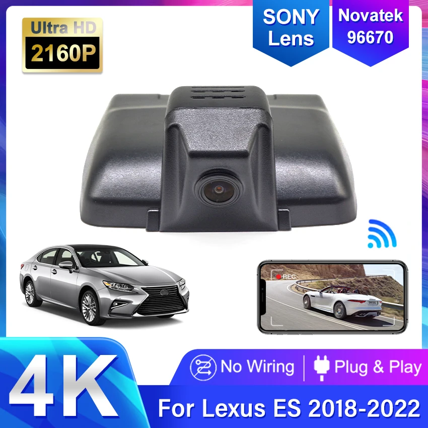 4K 2160P wideorejestrator dla Lexus 300 350 330 300h 250 2018 2019 2020 2021 2022 Plug and Play WiFi kamera na deskę rozdzielczą kamera samochodowa