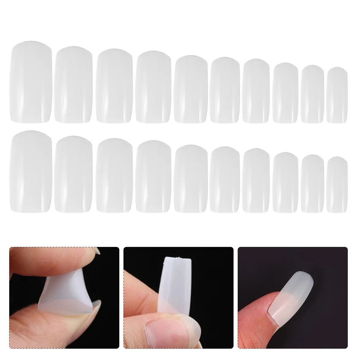 Faux ongles à couverture complète sans dommage, pointe française transparente, finition naturelle, facile à appliquer, Kit de fournitures de manucure, 600 pièces