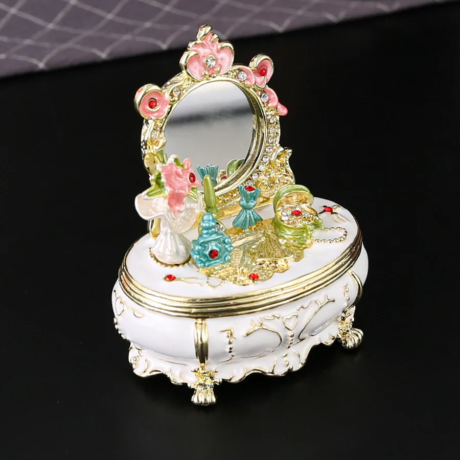 Elegant Dressing Table Jewelry Boxes for Women Enamel Jewelry Trinket Decorative Box Unique Gift for Family
