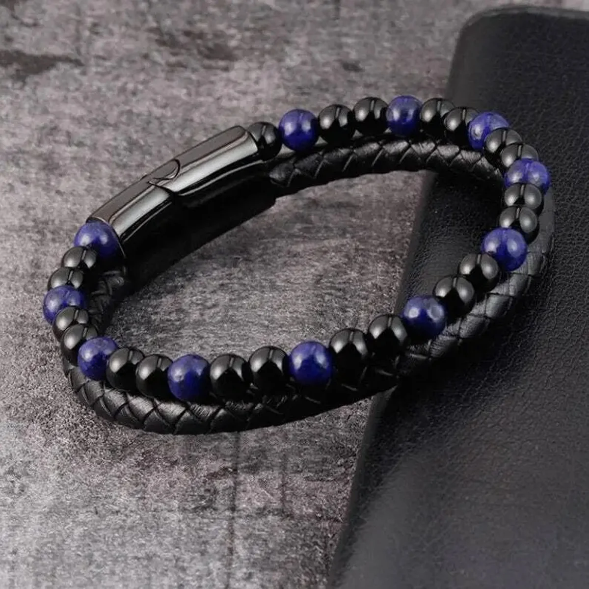 Edelstahl Armband Tigerauge Stein Perlen Armband Natürliche Lava Stein Perlen Edelstahl Armband Männer Frauen Schmuck – Detail 2