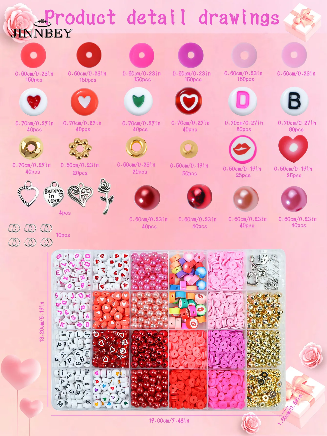 24 Grids Alphabet Beads Soft Ceramic Loose Beads Accessories for DIY Bracelet Necklace Wine Red Hue Jewelry Making Set