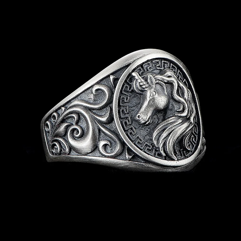 S925 Thai Silver Unicorn Ring Open Adjustable Rings Fashion Jewelry Gifts