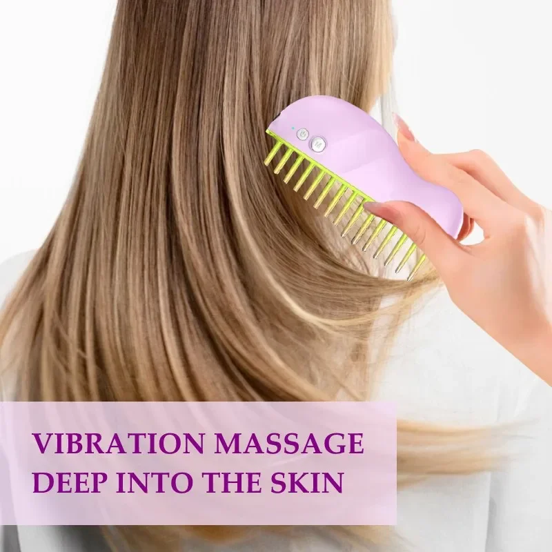 EMS Micro Electric Hair Care Comb Multi-function Meridian Red Blue Light AntiHair Loss High Frequency Vibration Scalp Massager