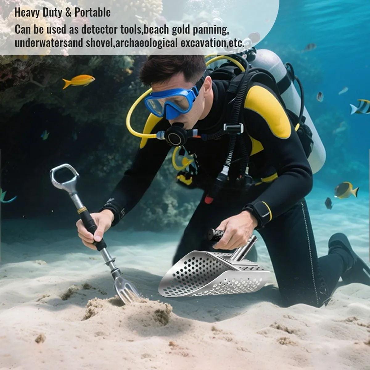 

Removable Long-Handled Sand Shovel, Stainless Steel Detection Sand Shovel Screen Set, Portable Travel Beach Toy