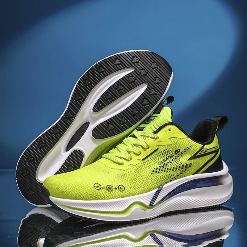 

Sports and leisure shoes, men's shoes, marathon oversized air cushioned shoes, fly woven all season rubber, wear-resistant, anti