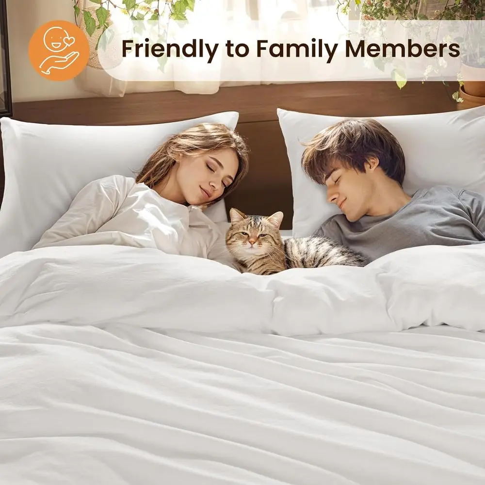 Ivory Queen Size 100% Cotton Duvet Cover Set with 2 Pillowcases and Zip Closure