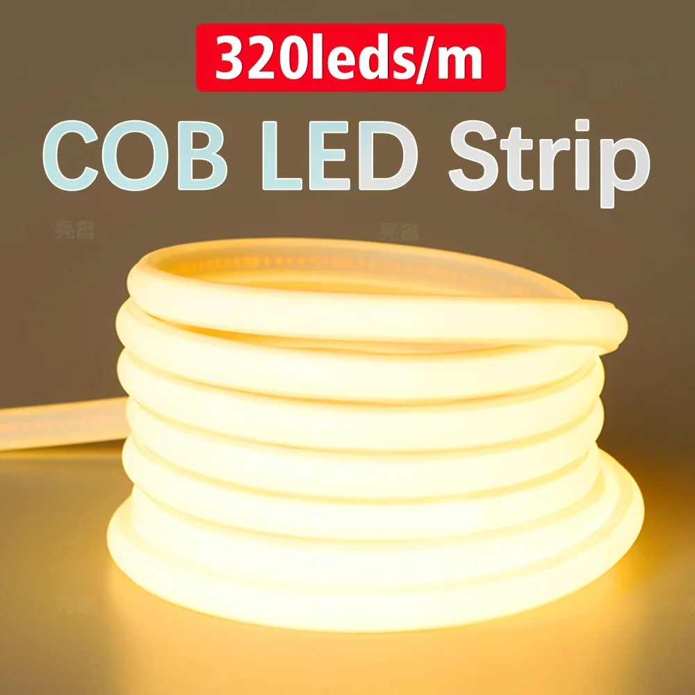 COB LED Strip Lights 220V/110V LED Rope White/Warm White/Natural White for Outdoor Garden Bedroom Kitchen Backlight Lighting