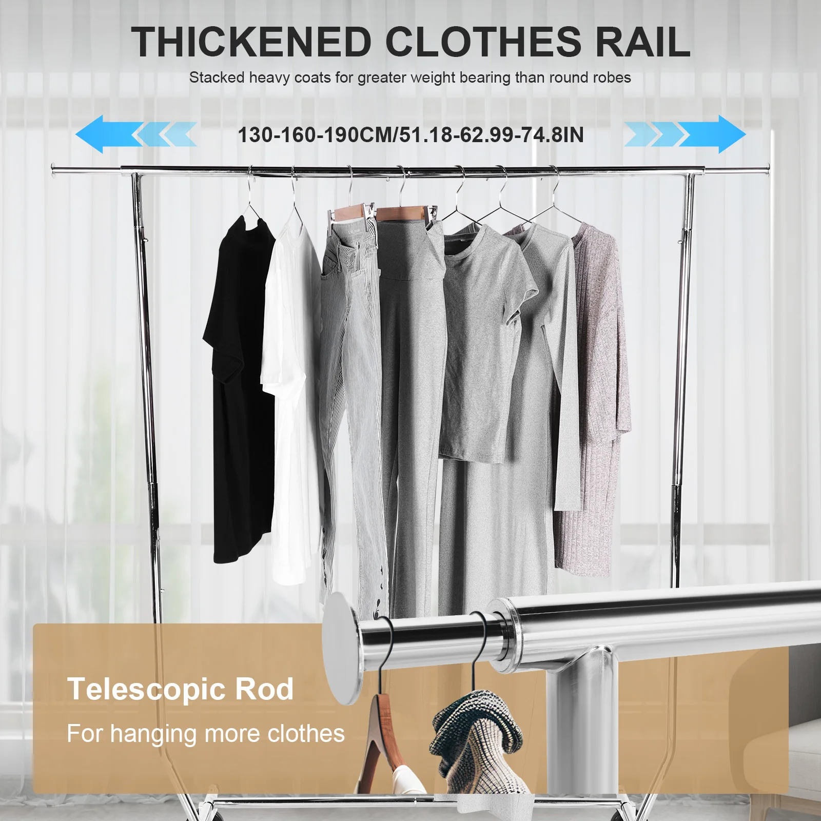 

Clothes Rack with Sturdy Wheels Portable Wardrobe Sturdy Coat Rack Portable Closet Wardrobe Rack for Bedroom Laundry Living Room