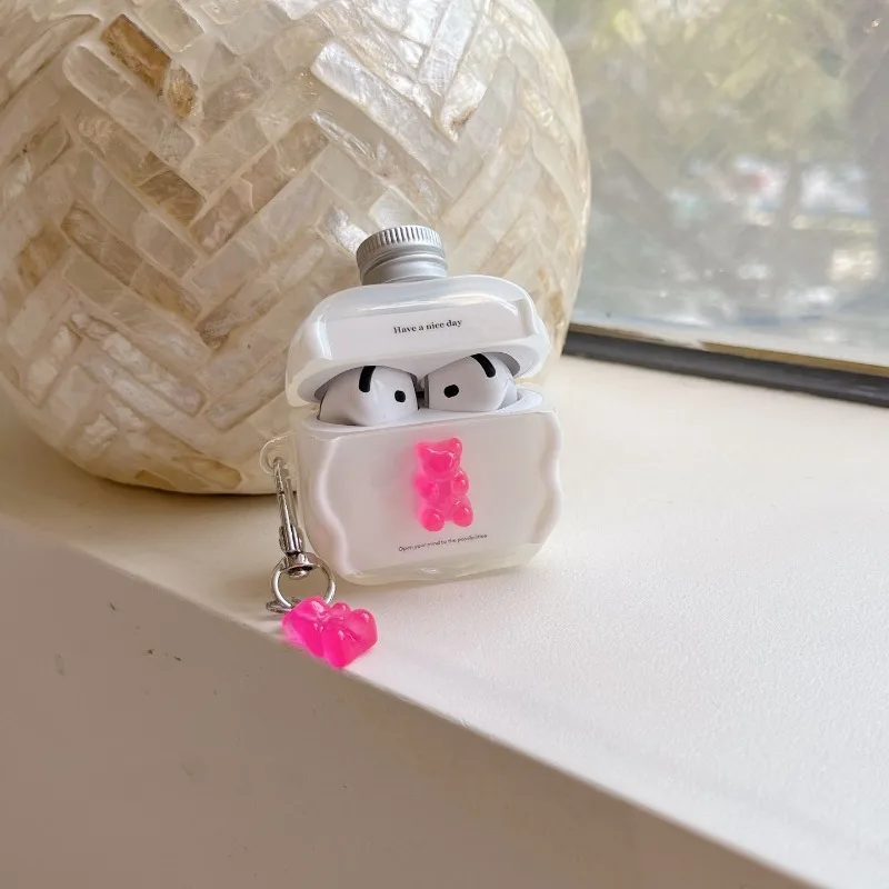 For AirPods Pro 2 4  3/2/1 Pro 3 2025 Fun Colored Gummy Bear IMD Headphone Case Shell Anti-drop Protective Sleeve with Pendant