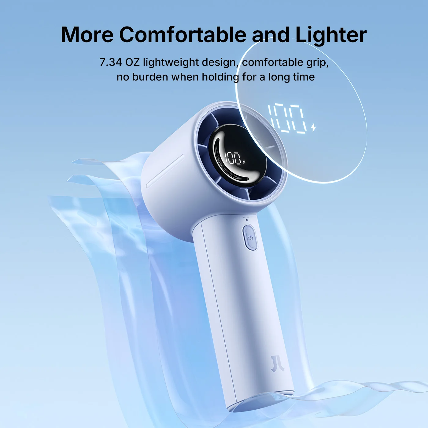 JISULIFE Neu eingetroffener tragbarer Mini-Handventilator, Life10s, 5000-mAh-Akku, langlebige Leistung, 5 Windgeschwindigkeiten, Summer Essential