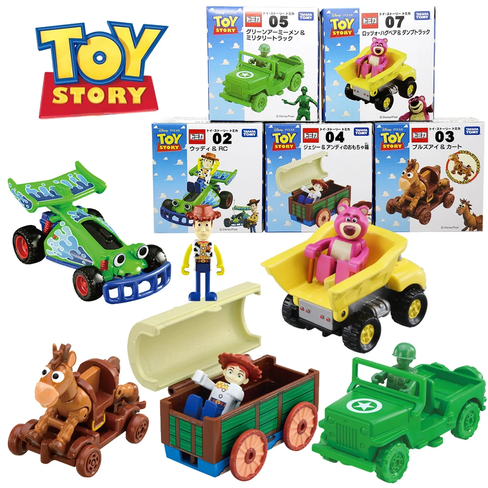 Original Disney Pixar Tomica Dream Ride on Toy Story Doll Car Model Doll Buzz Lightyear Woody Spaceship Alloy Car Model Toys