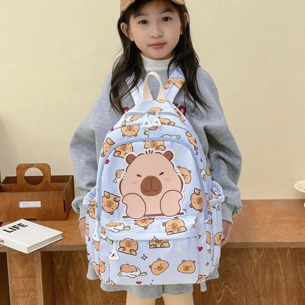 Mochila escolar de nylon de alta qualidade, mochila capivara de grande capacidade, à prova d'água, para viagem, meninos/meninas
