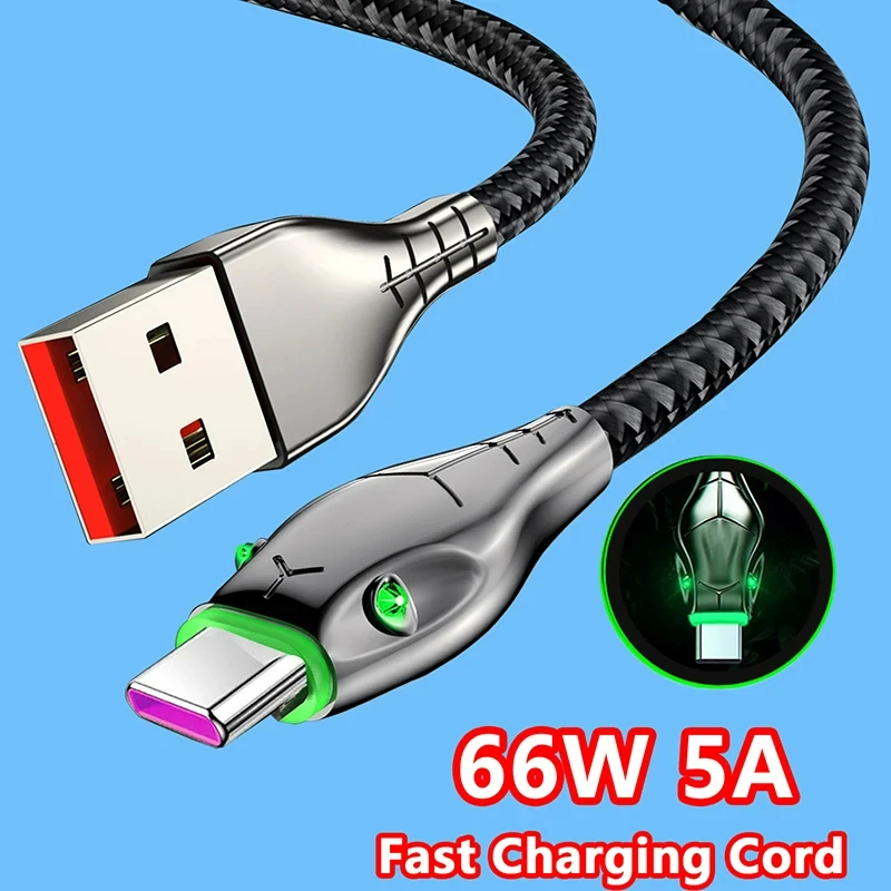 66W 5A Black Mamba Fast Charging Data Cable USB C Micro USB For Samsung Galaxy S9 S8 Note 9 Note 8 Plus Xiaomi 13 Redmi K50 P60