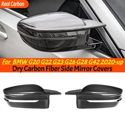 M4 Style Dry Carbon Fiber RearView Mirror Cover For BMW G20 G22 G23 G26 G28 G42 Real Carbon M LOOK Rear Side Caps 2021 - UP