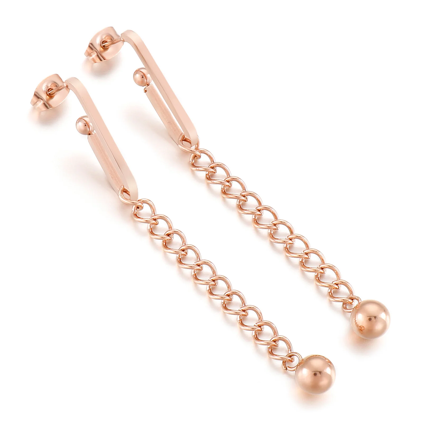 Kalen Stainless Steel Earrings lengthened For Women Chain Jewelry Making Findings Long Round Bead Pendant Earrings