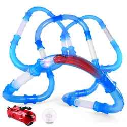 Remote Control Speed Pipes Racing Track Car Toys Flash Light DIY Building Tube Set Kids Pipes Racing Car Toys
