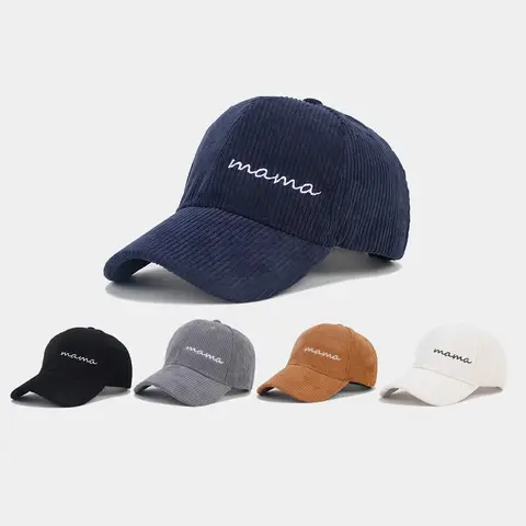 여성용 겨울 마마 자수 야구 모자, 코듀로이 오리 혀 모자, 스트리트 패션, 다목적 벤트 브림, 어머니 모자, 핫