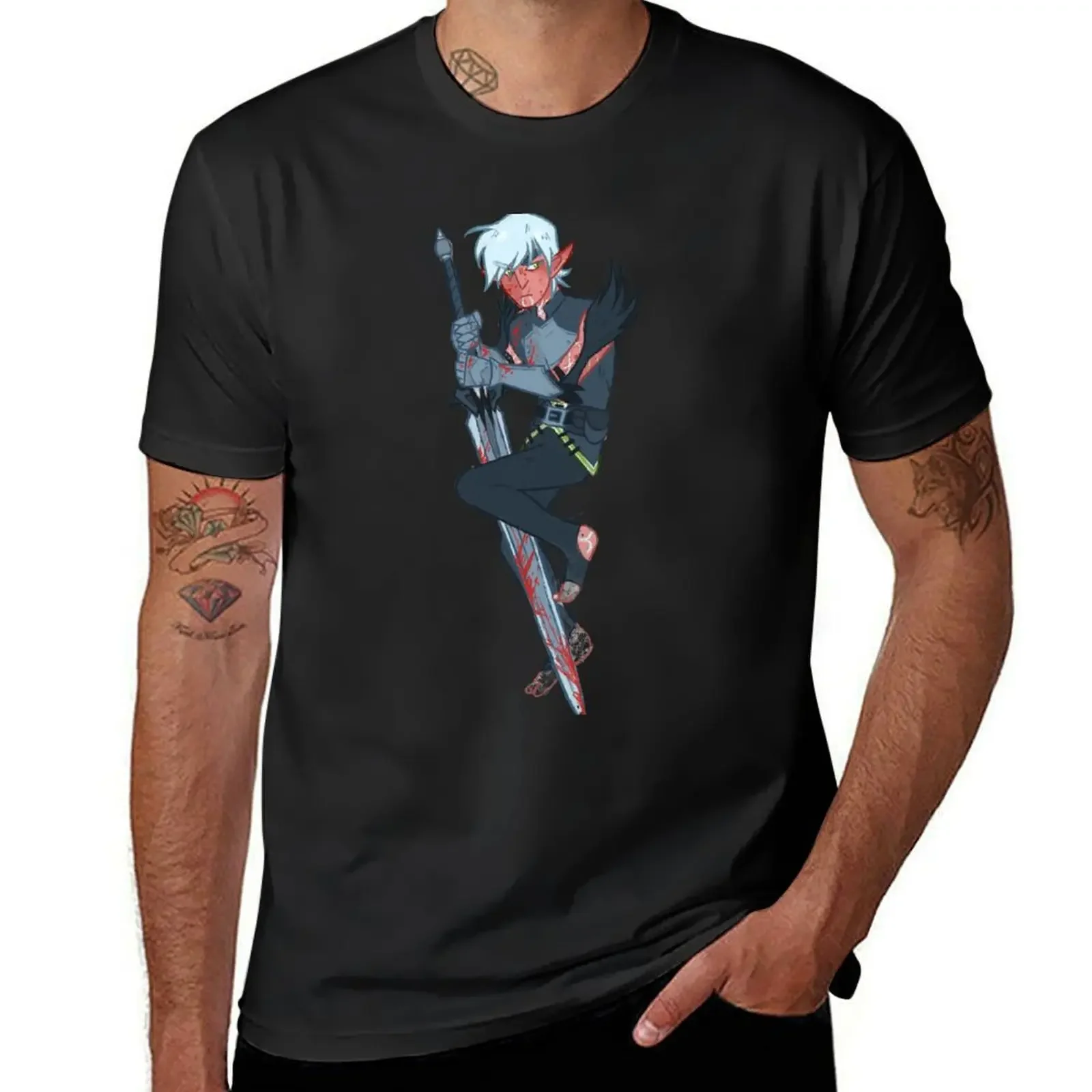 Dragon Age 2 Inspired Fenris Design T-Shirt vintage clothes oversized oversizeds t shirt men