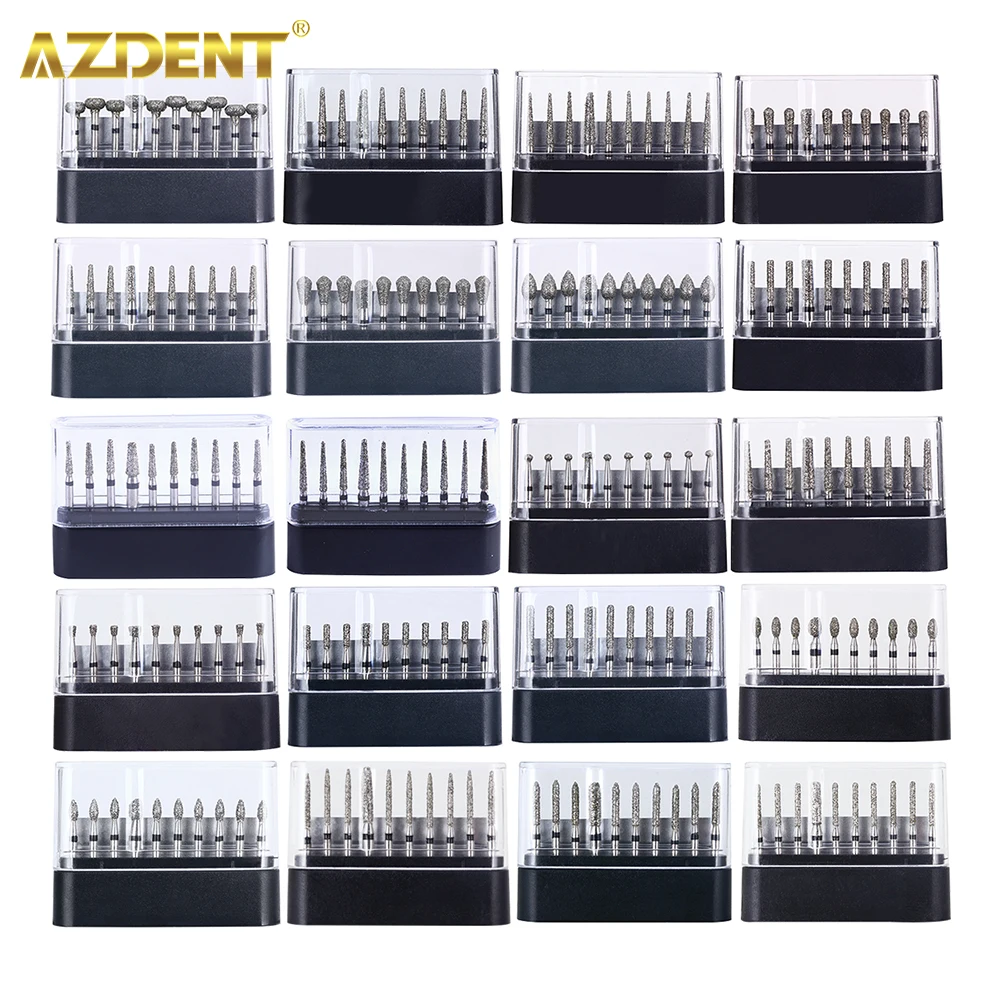 AZDENT 10 unids/caja Dental FG fresas de diamante taladros para pieza de mano de alta velocidad diamante súper grueso Abrade corona fabricación de