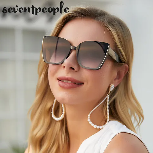Imagen 2 del producto Gafas de sol de ojo de gato de gran tamaño para mujer, montura grande 2025, gafas de sol cuadradas de moda de marca de lujo para mujer, gafas de ojo de gato de moda Retro