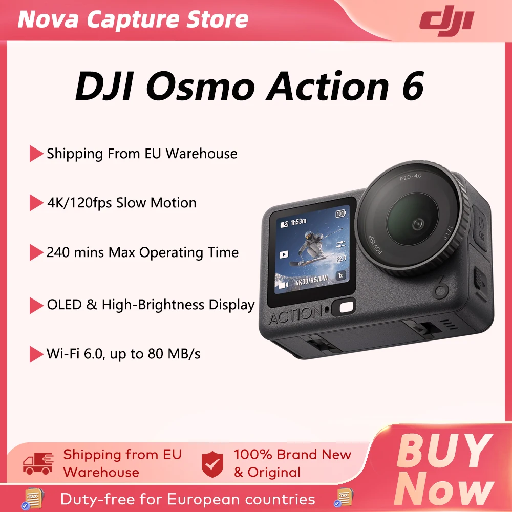 Cam�ra d'action DJI Osmo Action 6 � ouverture variable, nouveau capteur carr� de 1/1,1 pouce, nouvelle vid�o 4K avec d�coupe libre Osmo Action 6